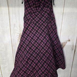 Ruby Rox Strapless Dress with Pink Plaid on Black